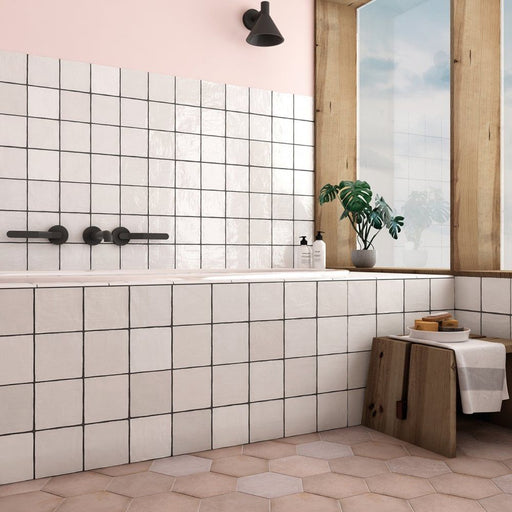 La Riviera Blanc Wall Tile in the bathroom