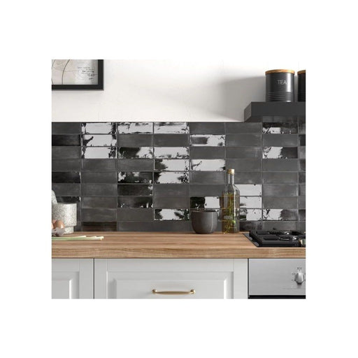Coco Black Hat Wall Tile in the kitchen