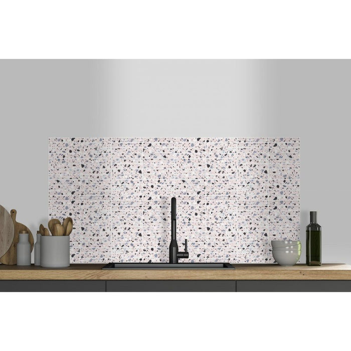 Kit Kat Terrazzo Blush Pink Mosaic Wall Tile in the kitchen
