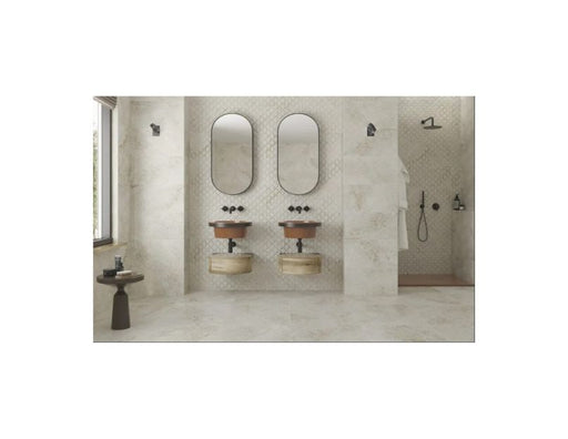 Omega Linen White Decor 31.6cm X 60.8cm Wall & Floor Tile in bathroom