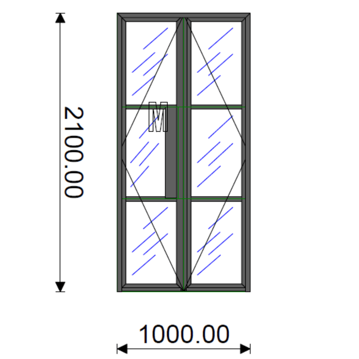 1000mm Black Internal Aluminium Door - AluSpace Internal Screening System