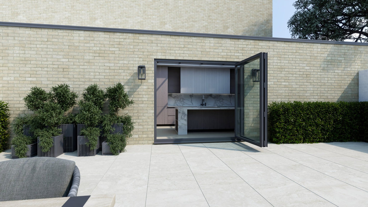Anthracite Grey on White Aluminium Bifold Door SMART system - 2 sections