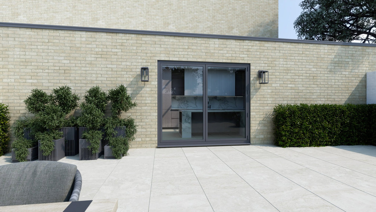 Anthracite Grey on White Aluminium Bifold Door SMART system - 2 sections