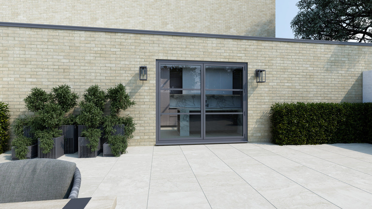 1400mm Anthracite Grey on White Heritage Visofold 1000 Bifold Door - 2 sections