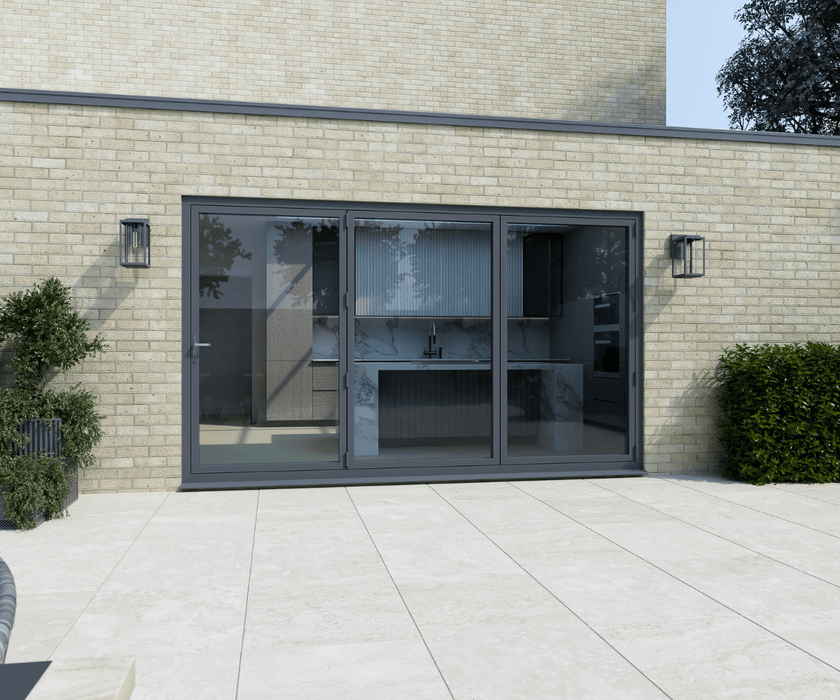Anthracite Grey on White Aluminium Bifold Door SMART system - 3 sections