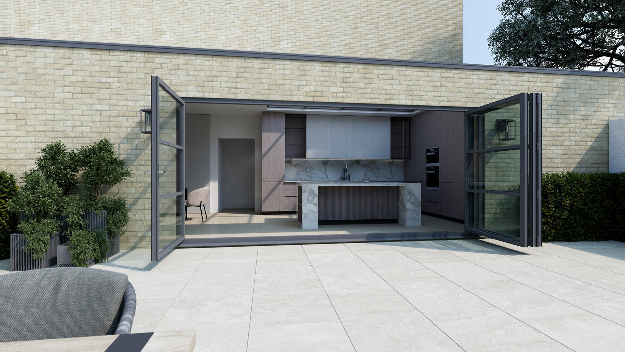 4500mm Anthracite Grey on White Heritage Visofold 1000 Bifold Door - 4 sections