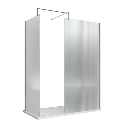 800mm Fluted Wetroom Screen with Support Bar