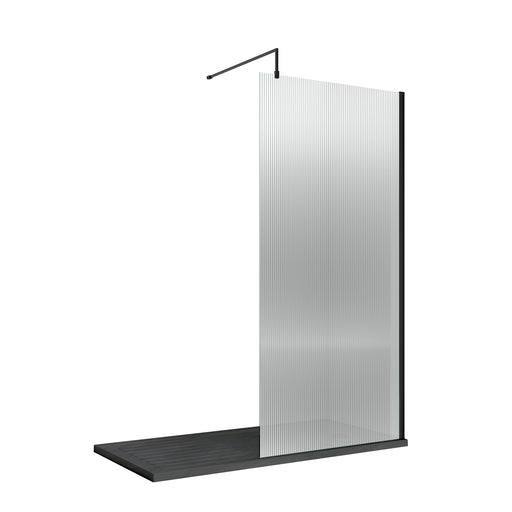 800mm Fluted Wetroom Screen with Support Bar