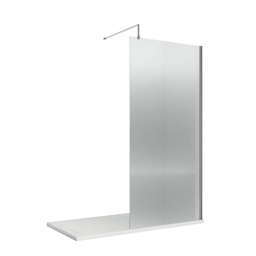 900mm Fluted Wetroom Screen with Support Bar
