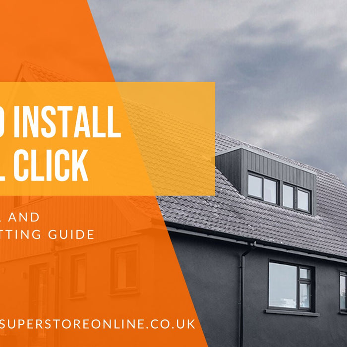 How to install Cedral Click guide banner with a house clad in dark grey vertical Cedral Click