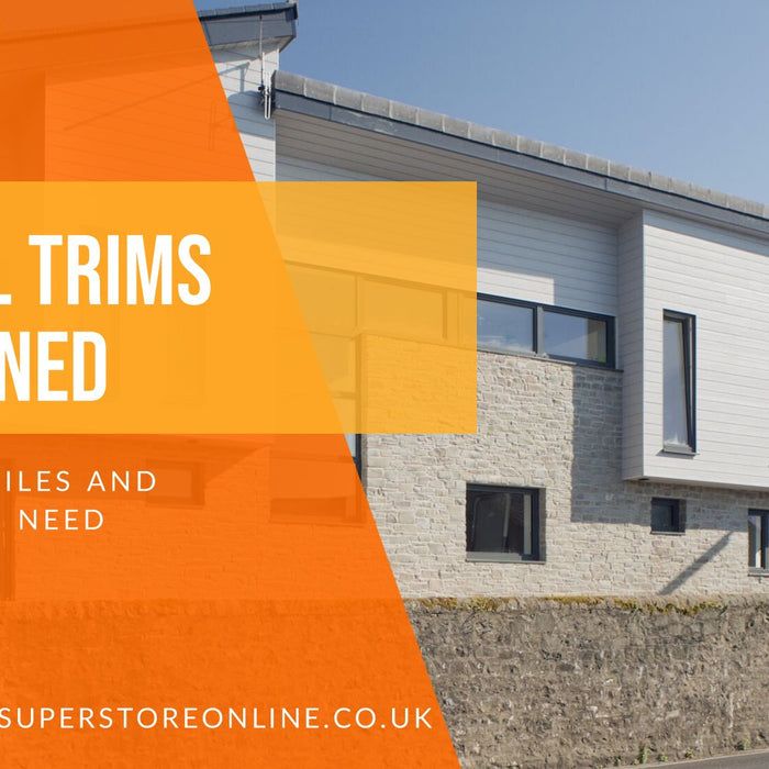 Cedral trims explained banner with a modern house clad in white Cedral fibre cement