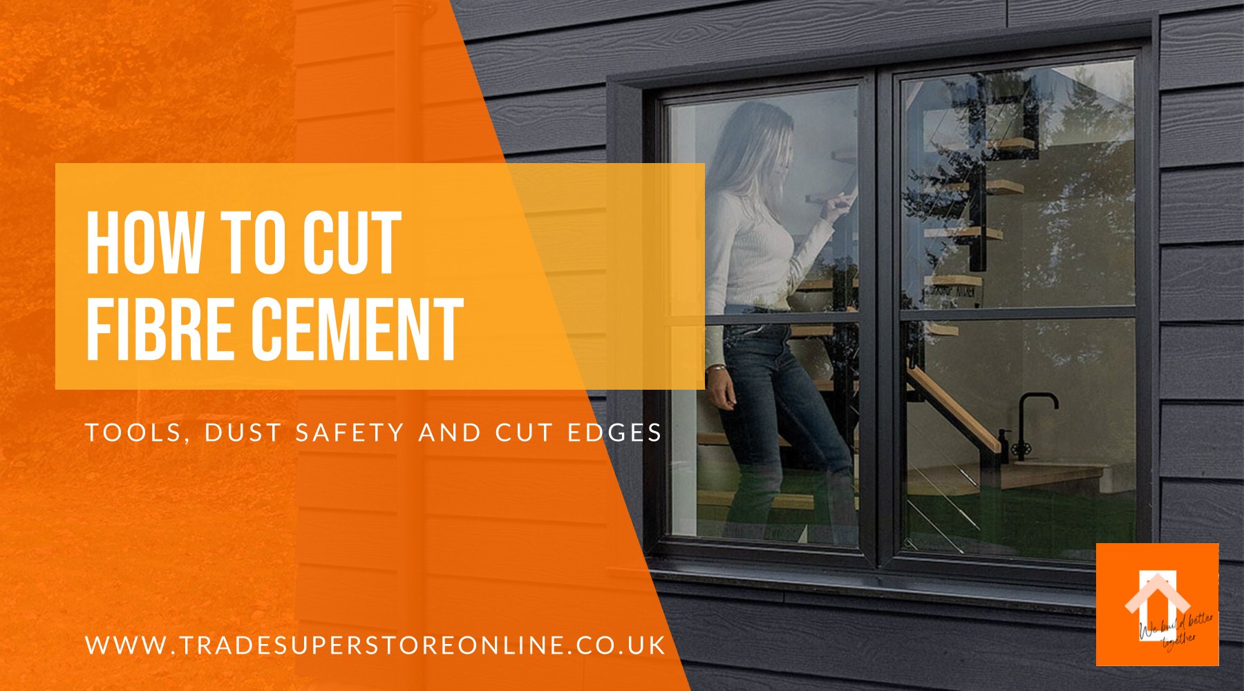 How to cut fibre cement cladding banner with black Cedral cladding around a window