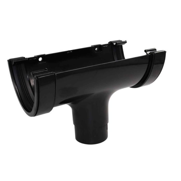 Black Deepflow Guttering Running Outlet 114mm