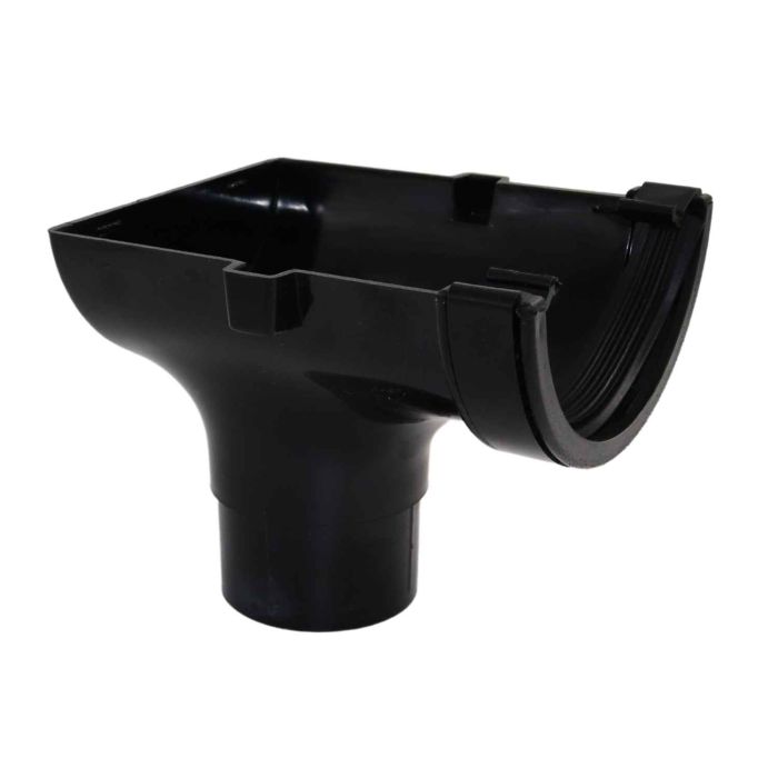 Black Half Round Guttering Stop End Outlet 112mm
