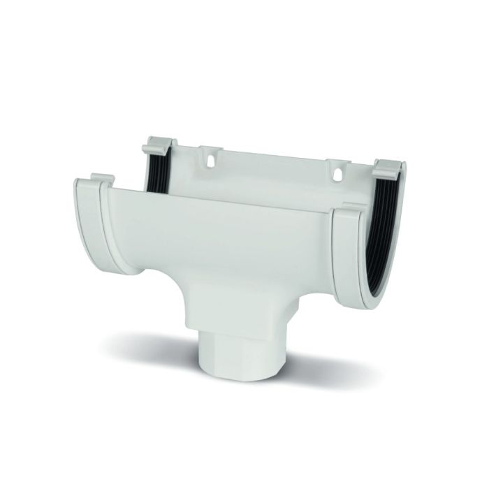 White Deepflow Guttering Running Outlet 114mm
