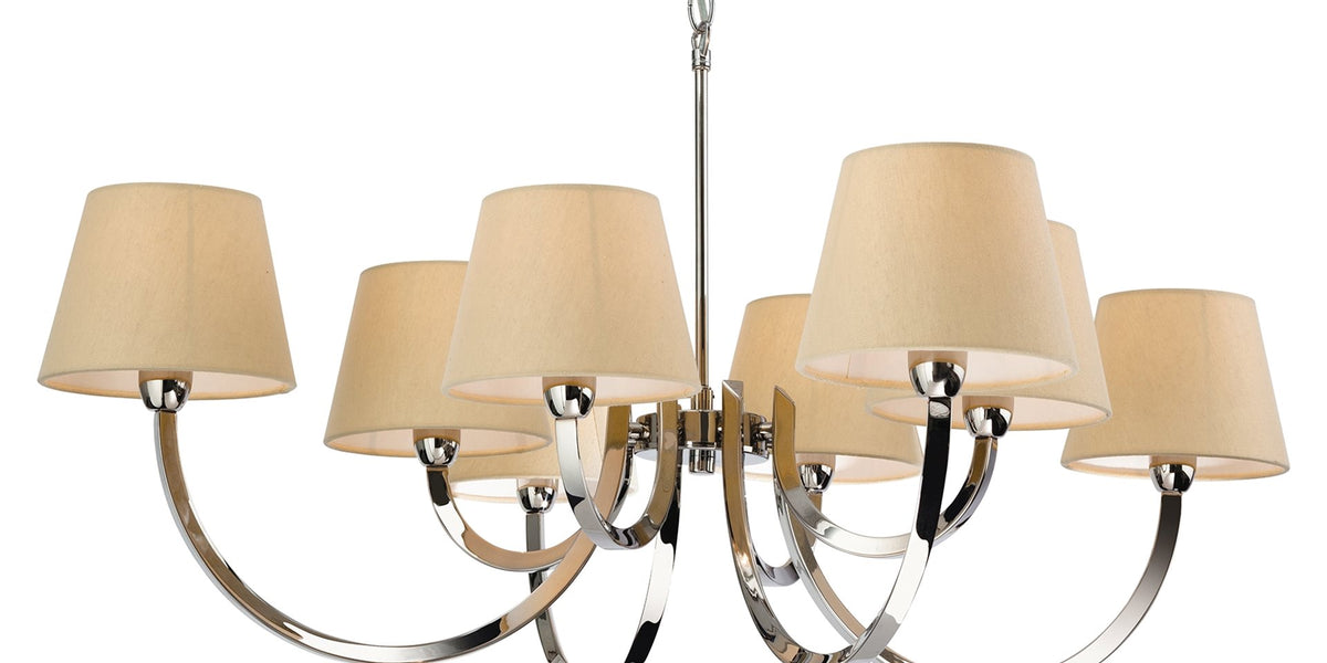 Fairmont 8 Light Fitting Polished Stainless Steel with Cream Linen S
