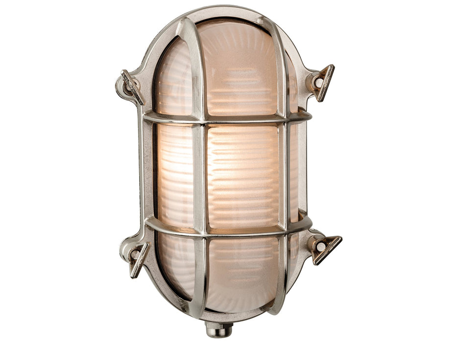 Nautic Wall / Flush Ceiling Fitting - Nickel with Frosted Glass