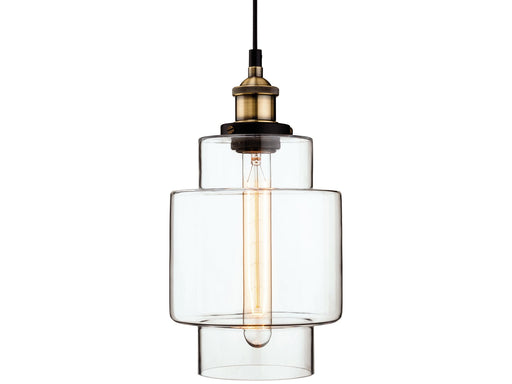 Empire Pendant - Antique Brass with Clear Glass