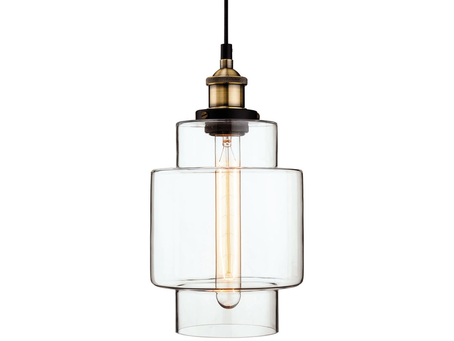 Empire Pendant - Antique Brass with Clear Glass
