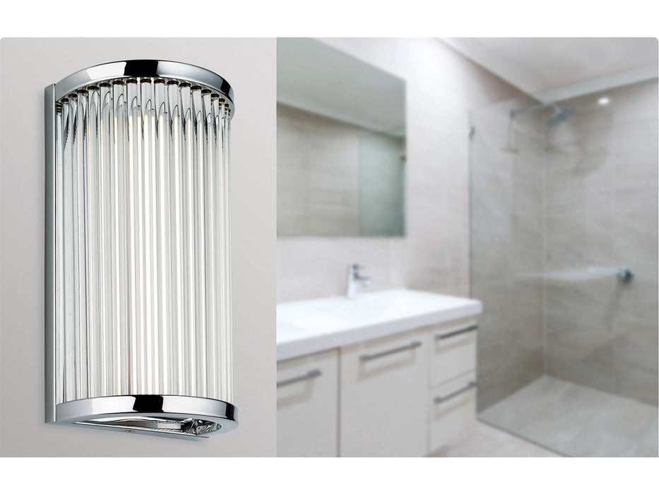 Jewel LED Wall Light - Chrome with Clear Glass Rods - 250mm