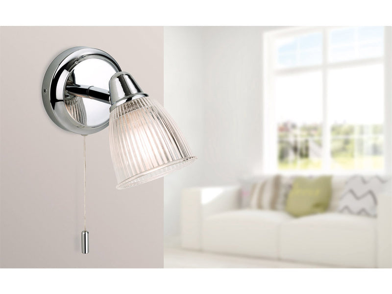 Echo Wall Light - Chrome with Clear Ribbed Glass