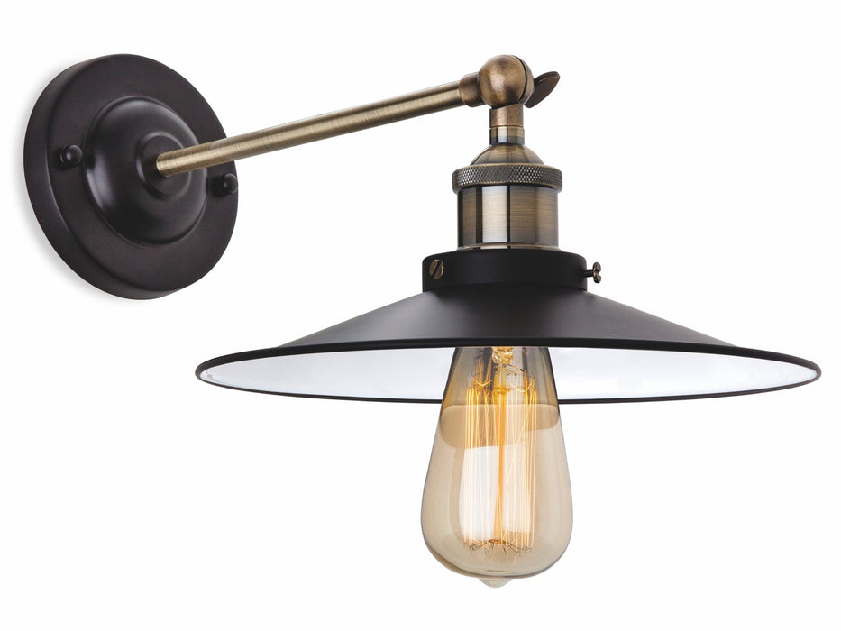Ashby Wall Light - Black with Antique Brass