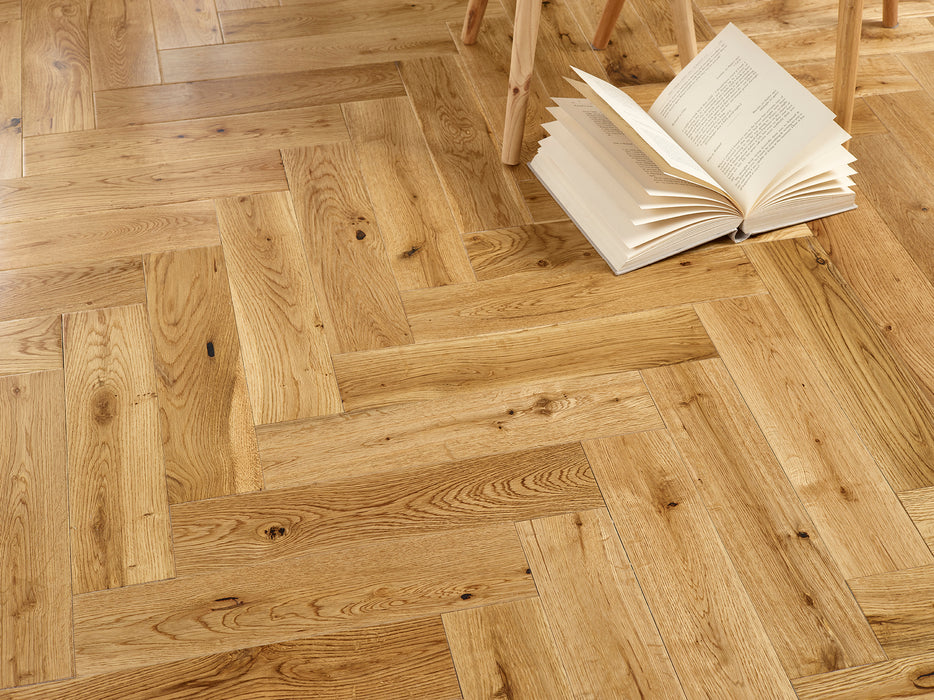 15mm Natural Lacquered Herringbone Engineered Oak