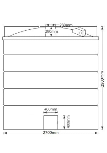 15000 Litre Cylindrical Water Tank - Non Potable - Black