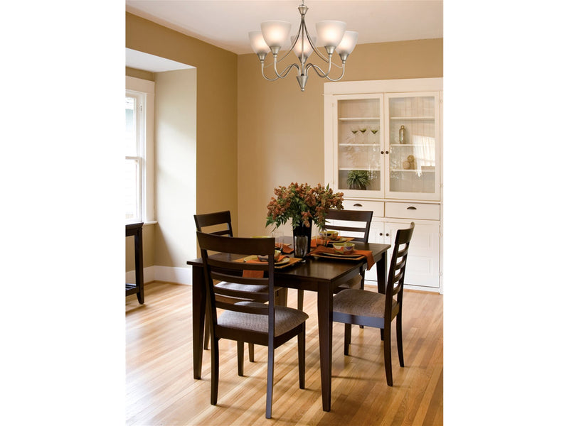 Santana 5 Light Flush Ceiling Fitting - Satin Steel with Opal Glass
