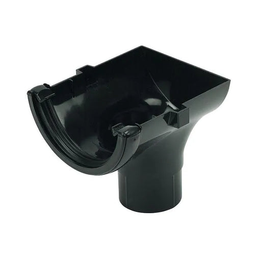 PVC Gutter - FloPlast - 112mm - Stop End Outlet to 68mm - Black