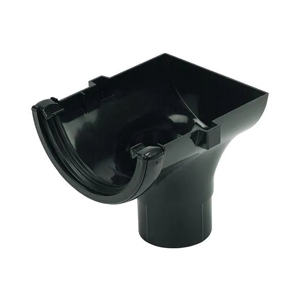 PVC Gutter - FloPlast - 112mm - Stop End Outlet to 68mm - Black