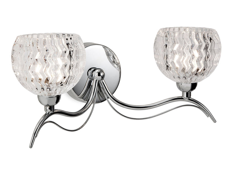 Blanche 2 Light Wall - Chrome with Moulded Clear Glass