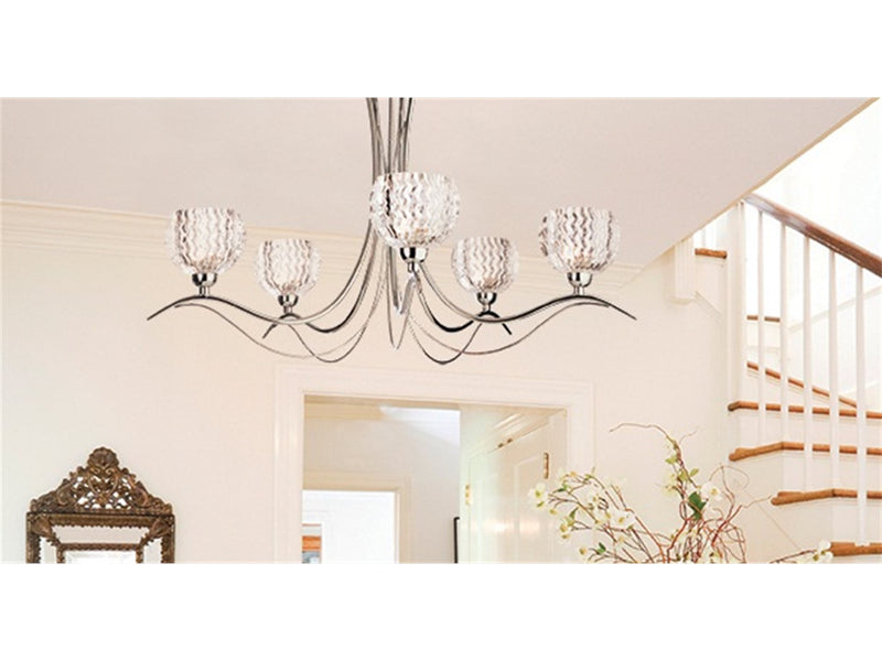 Blanche 5 Light Flush Ceiling Fitting -  Chrome with Moulded Clear Glass