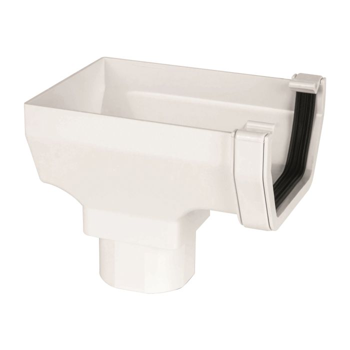 White Square Guttering Stop-end Outlet 114mm