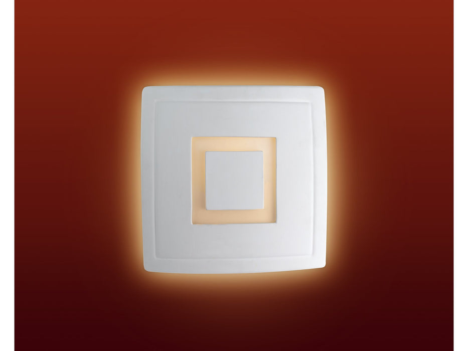 Ceramic Wall Light - Unglazed with Acid White Glass - Square with Cut Out