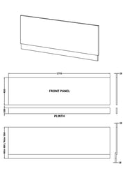 1800mm Bath Front Panel Spec