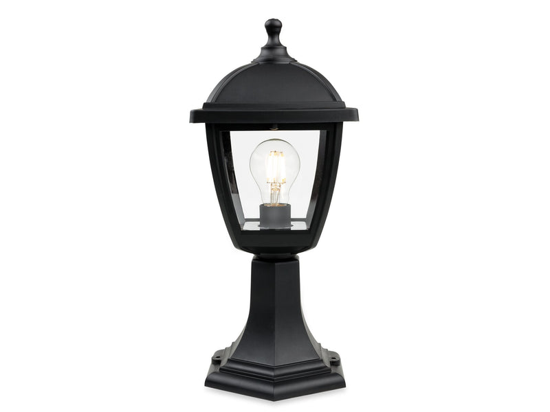 Palma Resin Lantern - Pillar - Black