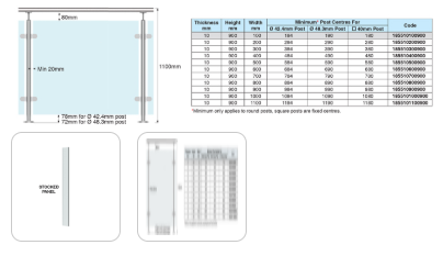 10mm Clear Float Toughened Glass Panel - With Dubbed Corners - 100 x 900mm