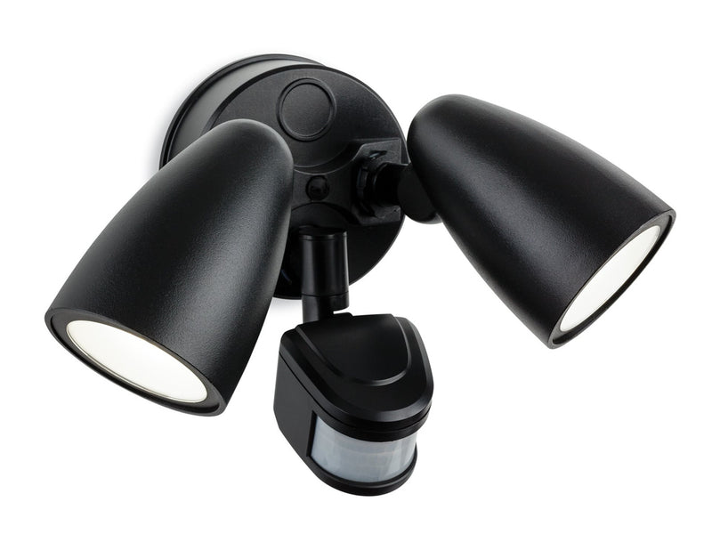 Security LED 2 Light Wall with PIR - Black