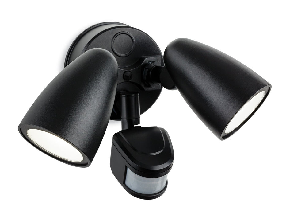 Security LED 2 Light Wall with PIR - Black