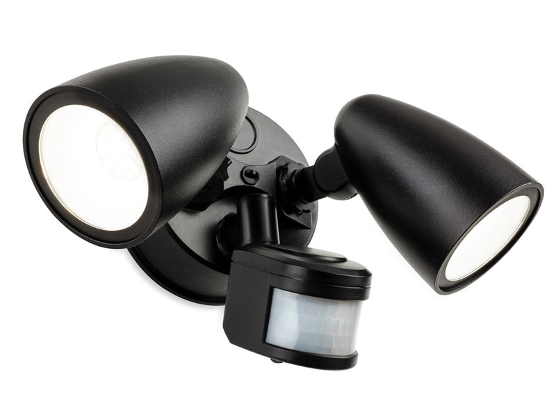 Security LED 2 Light Wall with PIR - Black