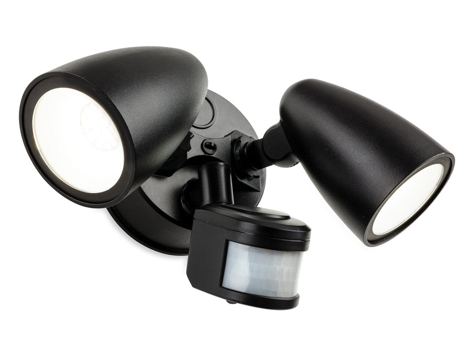 Security LED 2 Light Wall with PIR - Black