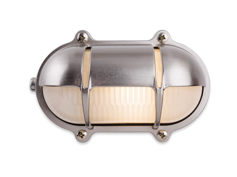 Nautic Bulkhead Light -  Nickel with Frosted Glass