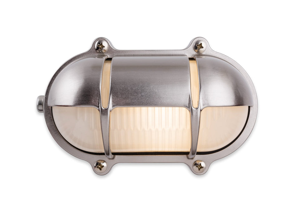 Nautic Bulkhead Light -  Nickel with Frosted Glass