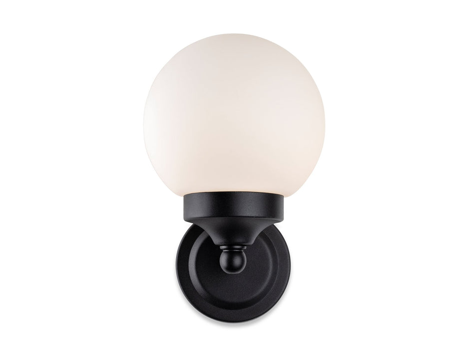 Louis Wall Light - Black with Opal White Glass