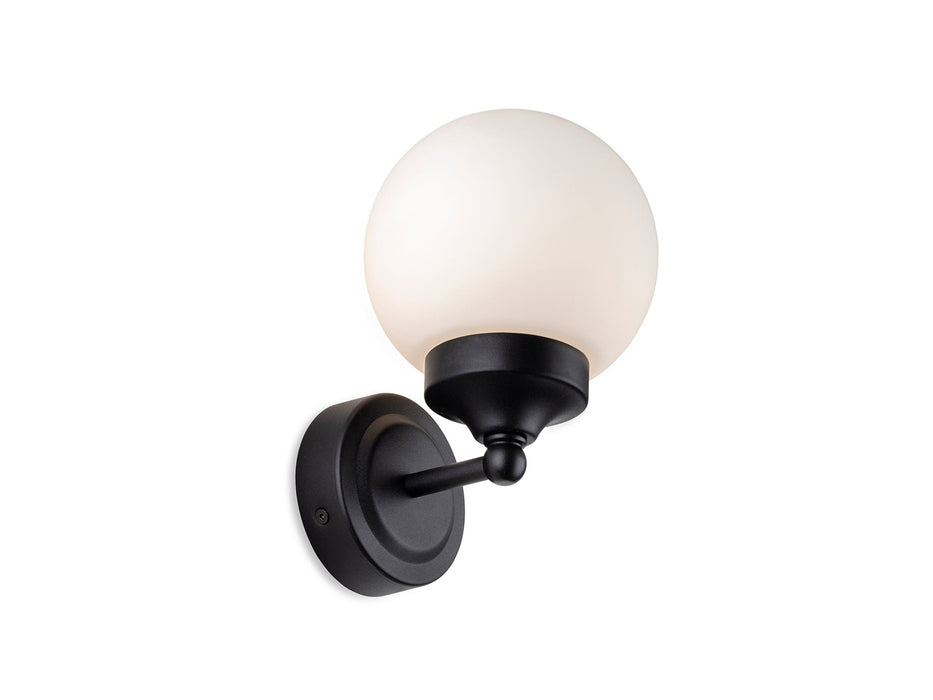 Louis Wall Light - Black with Opal White Glass