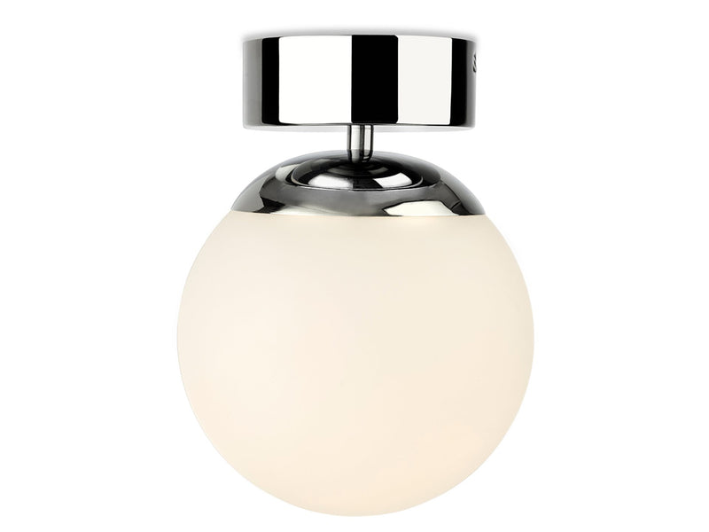 Brook LED Flush Ceiling Fitting - Chrome with Opal White Glass