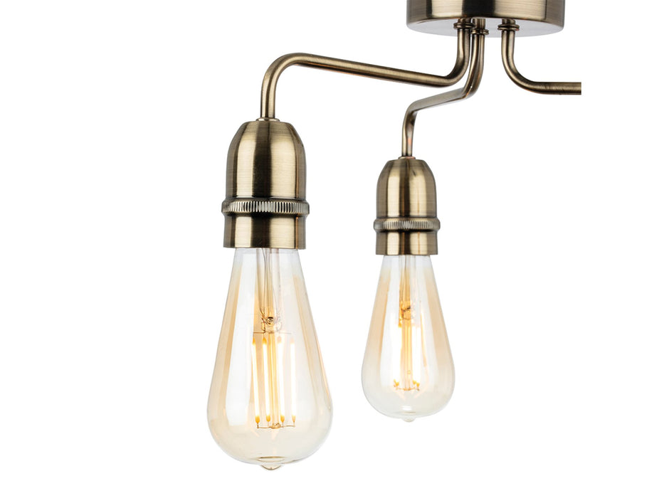 Leon 3 Light Flush Ceiling Fitting - Antique Brass