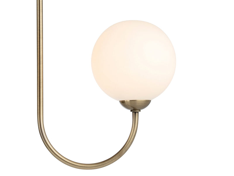 Lyndon 5 Light Flush Ceiling Fitting - Antique Brass with Opal White Glass