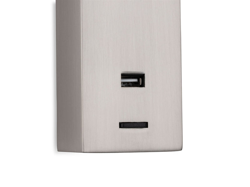 Clifton LED Flexi Wall Light with USB Port - Brushed Steel